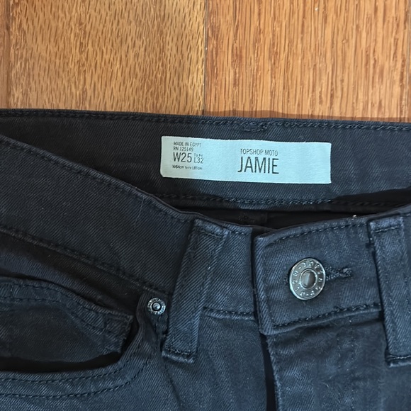 TOPSHOP MOTO TALL JAMIE JEANS HIGH RISE IN BLACK SIZE 25 w - Picture 5 of 7